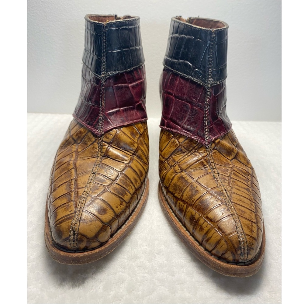 Free People Multicolor Croc-Embossed Ankle Boots - Picture 5 of 9